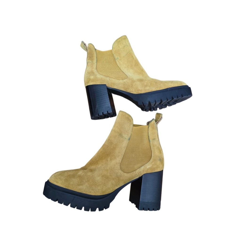 Aerosoles Women Block Heel Booties Emelia Size US 6M Golden Beige 466